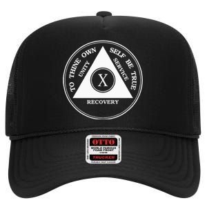 Ten Years Sober 10 Years Aa Sobriety High Crown Mesh Back Trucker Hat