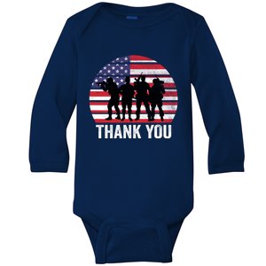 Thank You Soldier Army Memorial Day Veterans Day Gift Baby Long Sleeve Bodysuit