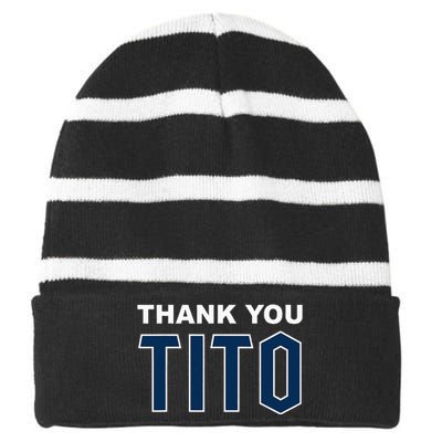 Thank You Tito Striped Beanie with Solid Band