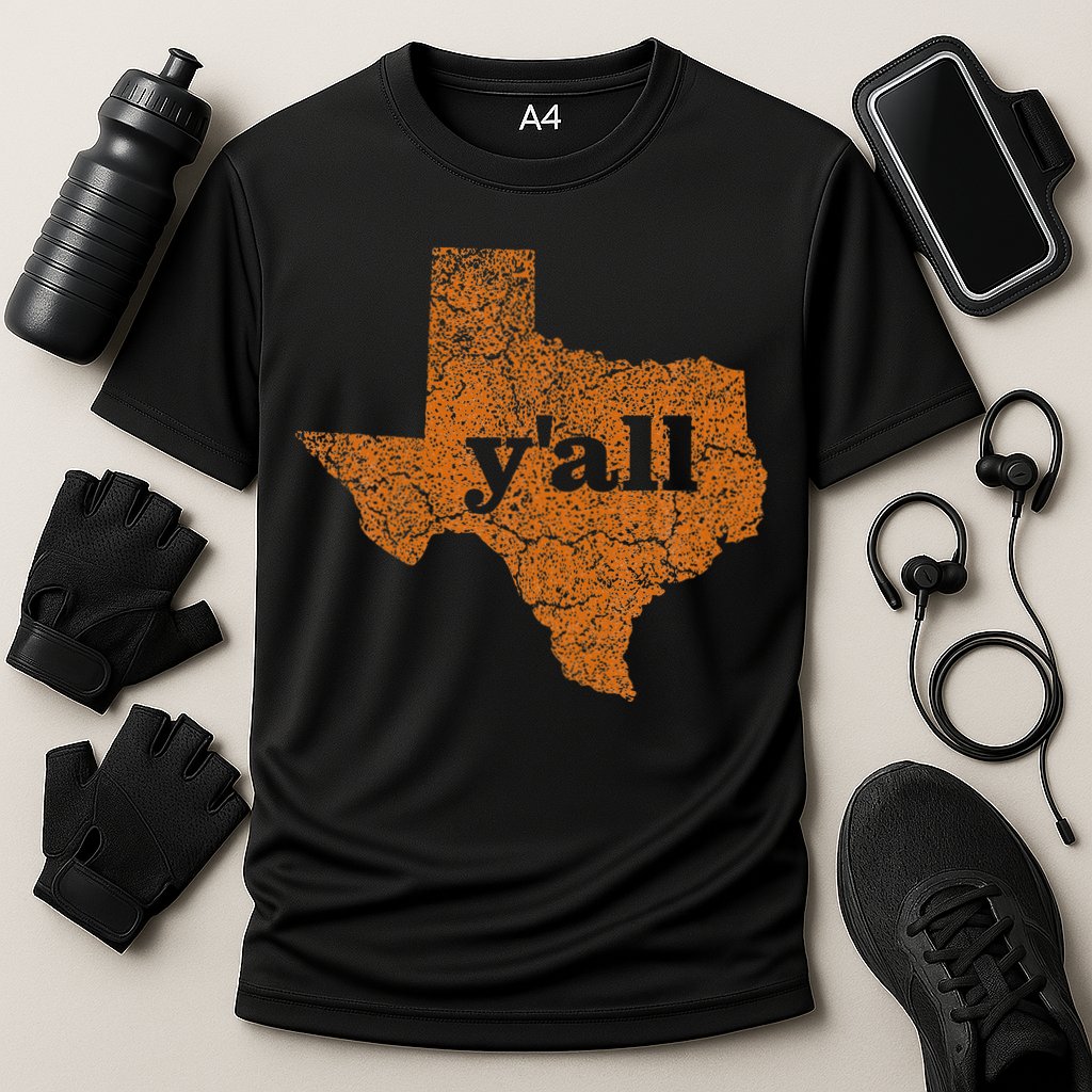 Texas Yall Texas State Map Cooling Performance Crew T-Shirt