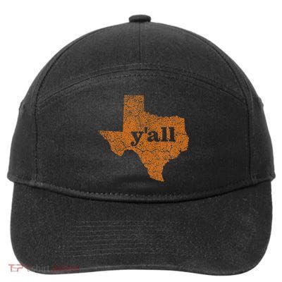 Texas Yall Texas State Map 7-Panel Snapback Hat