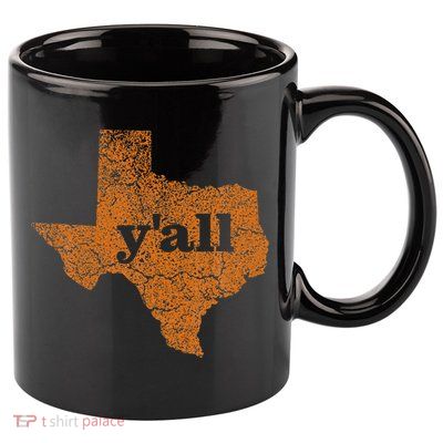 Texas Yall Texas State Map 11oz C Handle Ceramic Mug