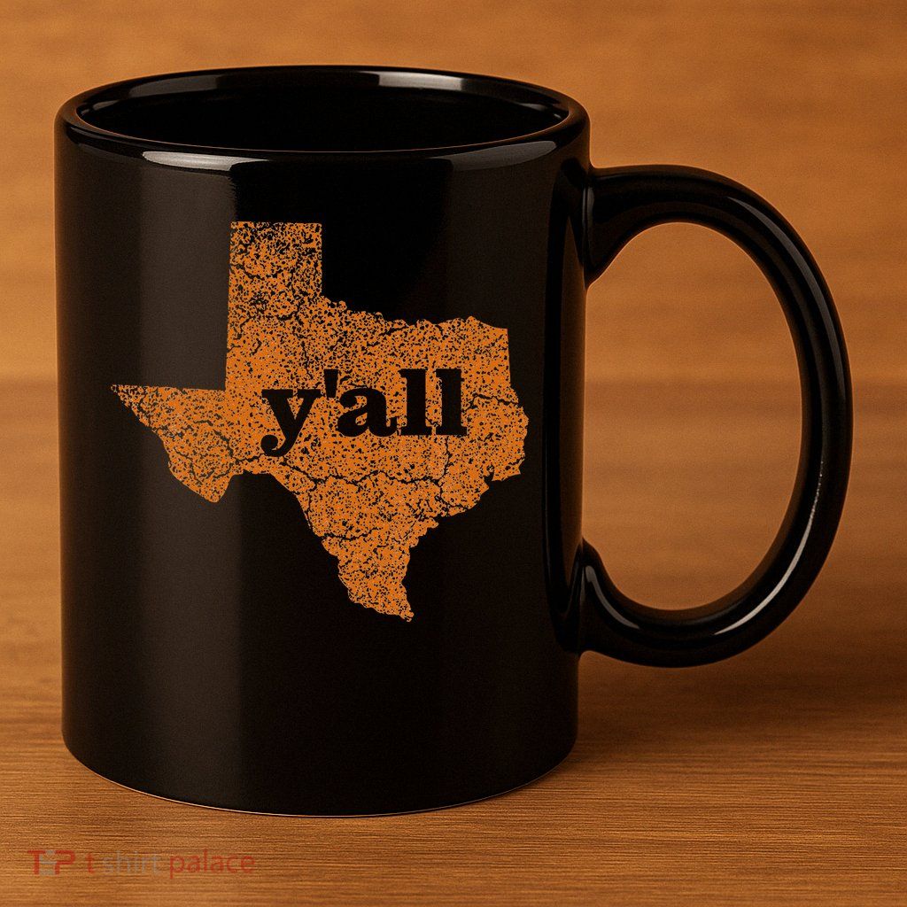 Texas Yall Texas State Map 11oz C Handle Ceramic Mug
