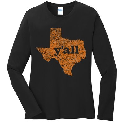 Texas Yall Texas State Map Ladies Long Sleeve Shirt