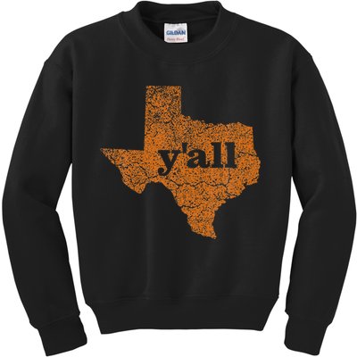 Texas Yall Texas State Map Kids Sweatshirt