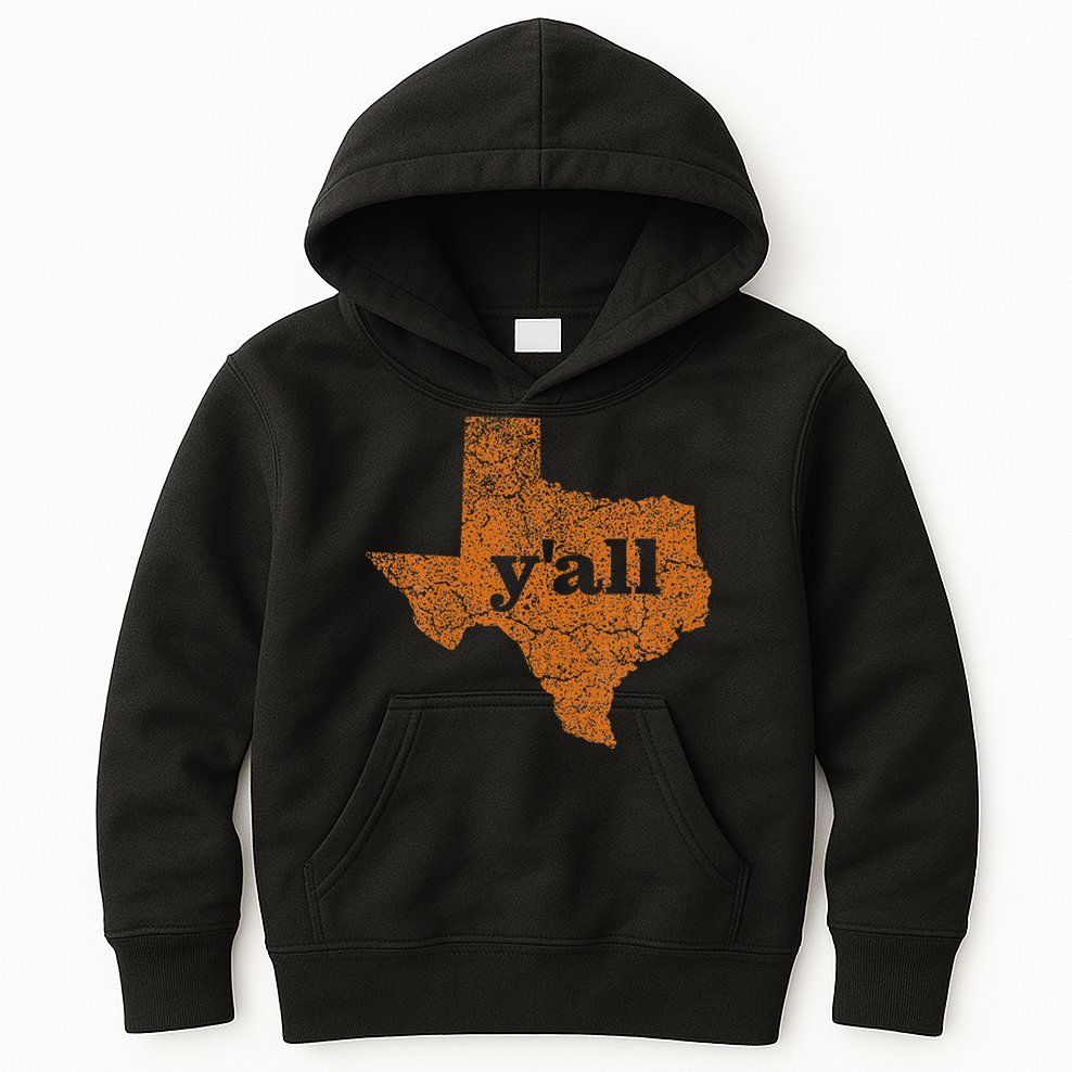 Texas Yall Texas State Map Kids Hoodie