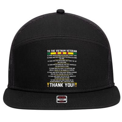 Thank You To The Vietnam Veterans Gift 7 Panel Mesh Trucker Snapback Hat