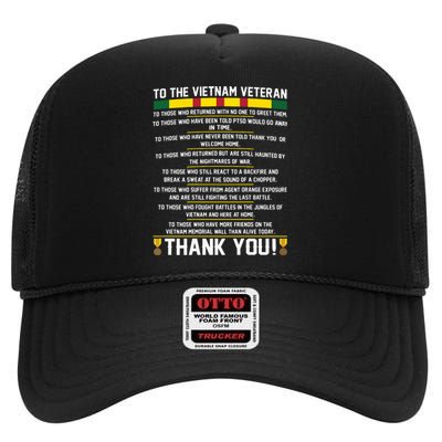 Thank You To The Vietnam Veterans Gift High Crown Mesh Back Trucker Hat