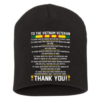 Thank You To The Vietnam Veterans Gift Short Acrylic Beanie