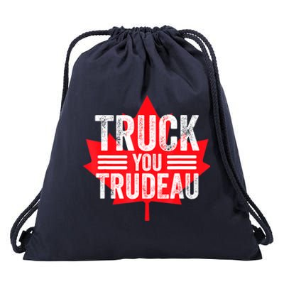 Truck You TRUDEAU I Support Convoy Freedom 2022 USA Canada Drawstring Bag