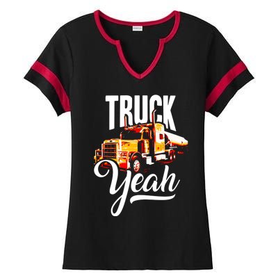 Truck Yeah Truckers Truck Driver Freedom Meme Cool Gift Ladies Halftime Notch Neck Tee