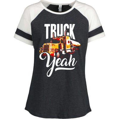 Truck Yeah Truckers Truck Driver Freedom Meme Cool Gift Enza Ladies Jersey Colorblock Tee