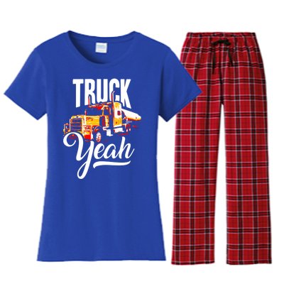 Truck Yeah Truckers Truck Driver Freedom Meme Cool Gift Women's Flannel Pajama Set