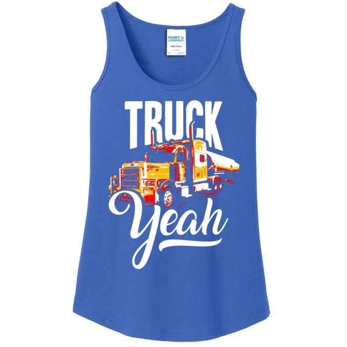 Truck Yeah Truckers Truck Driver Freedom Meme Cool Gift Ladies Essential Tank