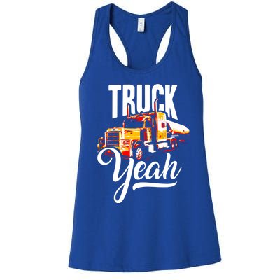 Truck Yeah Truckers Truck Driver Freedom Meme Cool Gift Women's Racerback Tank