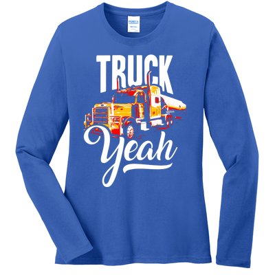 Truck Yeah Truckers Truck Driver Freedom Meme Cool Gift Ladies Long Sleeve Shirt