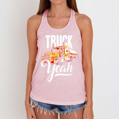 Truck Yeah Truckers Truck Driver Freedom Meme Cool Gift Women's Knotted Racerback Tank