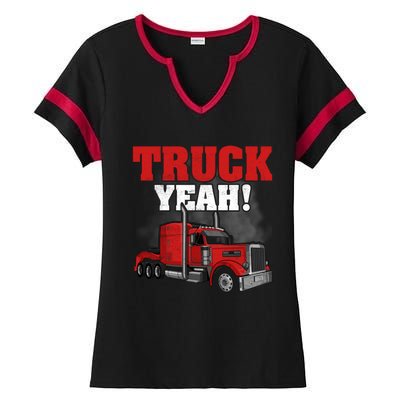 Truck Yeah! Trucker Truck Driver Cool Road Gift Ladies Halftime Notch Neck Tee