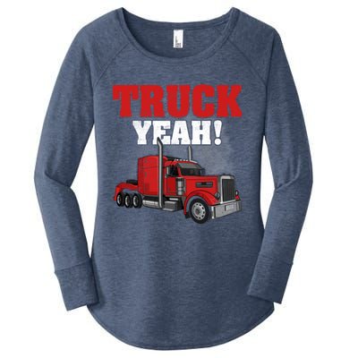 Truck Yeah! Trucker Truck Driver Cool Road Gift Women's Perfect Tri Tunic Long Sleeve Shirt