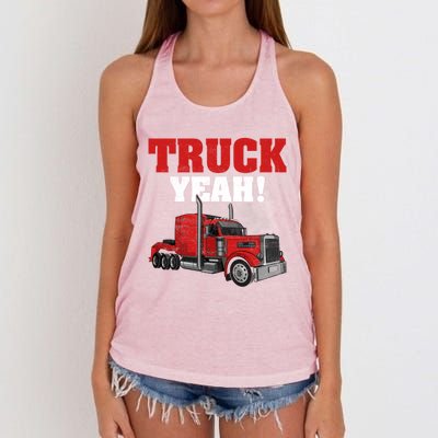 Truck Yeah! Trucker Truck Driver Cool Road Gift Women's Knotted Racerback Tank