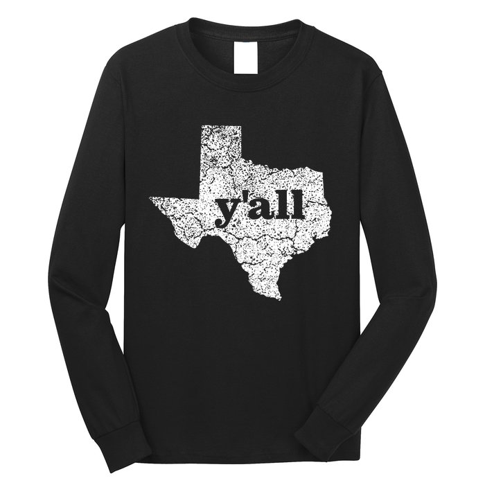 Texas Yall Texas State Map Vintage Yall Long Sleeve Shirt