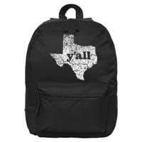 Texas Yall Texas State Map Vintage Yall 16 in Basic Backpack