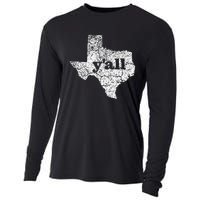 Texas Yall Texas State Map Vintage Yall Cooling Performance Long Sleeve Crew