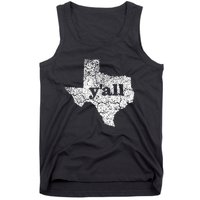 Texas Yall Texas State Map Vintage Yall Tank Top