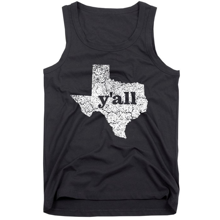 Texas Yall Texas State Map Vintage Yall Tank Top