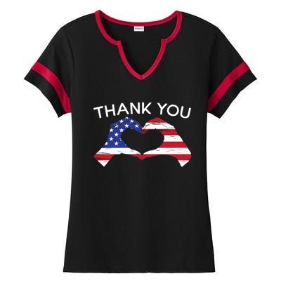 Thank You Usa Flag American Military Soldier Veterans Day Gift Ladies Halftime Notch Neck Tee