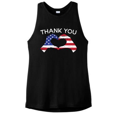 Thank You Usa Flag American Military Soldier Veterans Day Gift Ladies PosiCharge Tri-Blend Wicking Tank