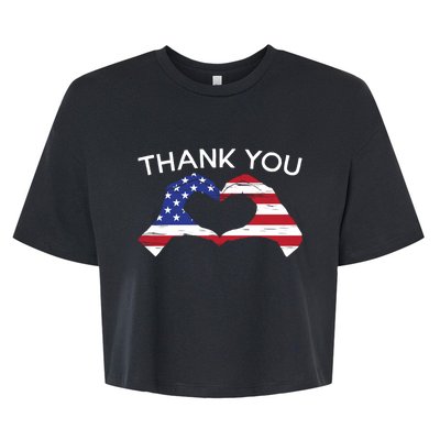 Thank You Usa Flag American Military Soldier Veterans Day Gift Bella+Canvas Jersey Crop Tee