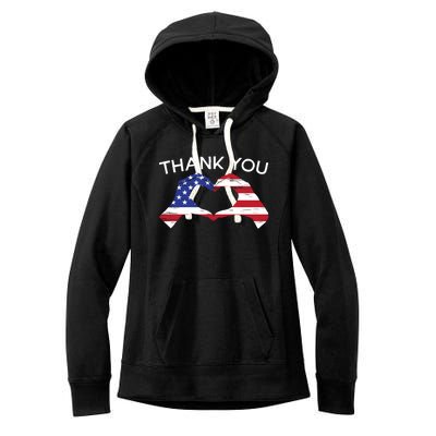 Thank You Usa Flag American Military Soldier Veterans Day Gift Women's Fleece Hoodie