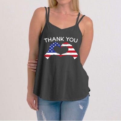 Thank You Usa Flag American Military Soldier Veterans Day Gift Women's Strappy Tank