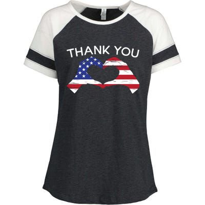 Thank You Usa Flag American Military Soldier Veterans Day Gift Enza Ladies Jersey Colorblock Tee