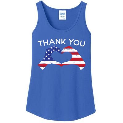 Thank You Usa Flag American Military Soldier Veterans Day Gift Ladies Essential Tank