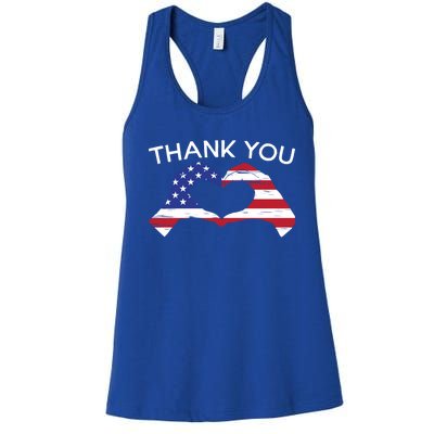 Thank You Usa Flag American Military Soldier Veterans Day Gift Women's Racerback Tank