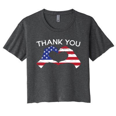 Thank You Usa Flag American Military Soldier Veterans Day Gift Women's Crop Top Tee