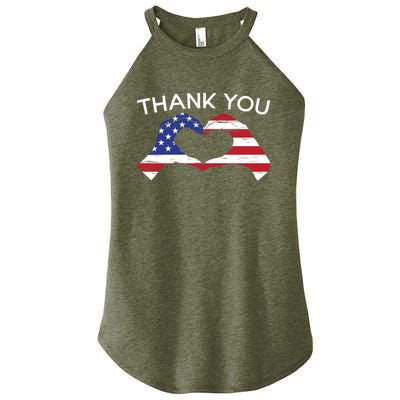 Thank You Usa Flag American Military Soldier Veterans Day Gift Women's Perfect Tri Rocker Tank