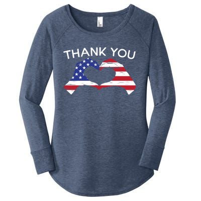 Thank You Usa Flag American Military Soldier Veterans Day Gift Women's Perfect Tri Tunic Long Sleeve Shirt