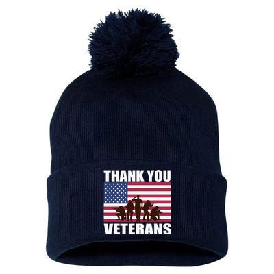 Thank You US Veterans Day Memorial Day Pom Pom 12in Knit Beanie