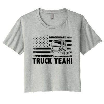 Truck Yeah Us Flag Vintage Trucking Lover Gift Women's Crop Top Tee