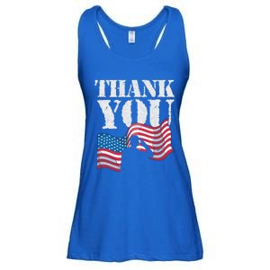 Thank You Us Flag Patriotic Soldier American Memorial Day Gift Ladies Essential Flowy Tank