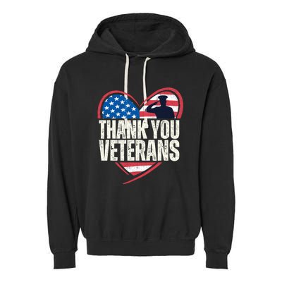 Thank You Veterans Day Memorial Day Partiotic Military Usa Garment-Dyed Fleece Hoodie