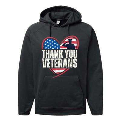 Thank You Veterans Day Memorial Day Partiotic Military Usa Performance Fleece Hoodie