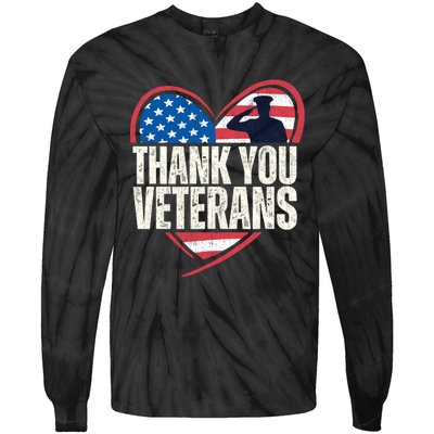 Thank You Veterans Day Memorial Day Partiotic Military Usa Tie-Dye Long Sleeve Shirt