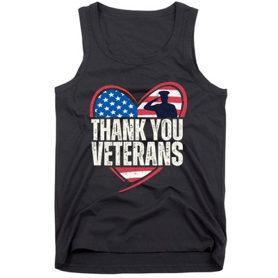 Thank You Veterans Day Memorial Day Partiotic Military Usa Tank Top