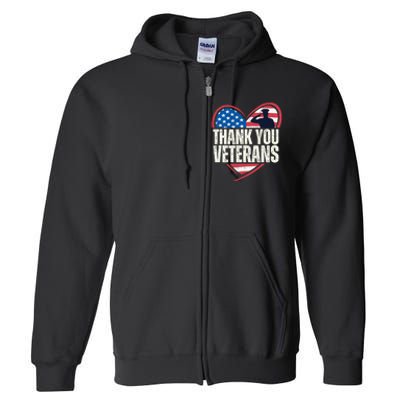 Thank You Veterans Day Memorial Day Partiotic Military Usa Full Zip Hoodie