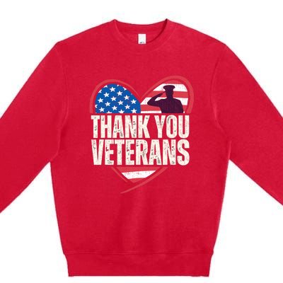 Thank You Veterans Day Memorial Day Partiotic Military Usa Premium Crewneck Sweatshirt