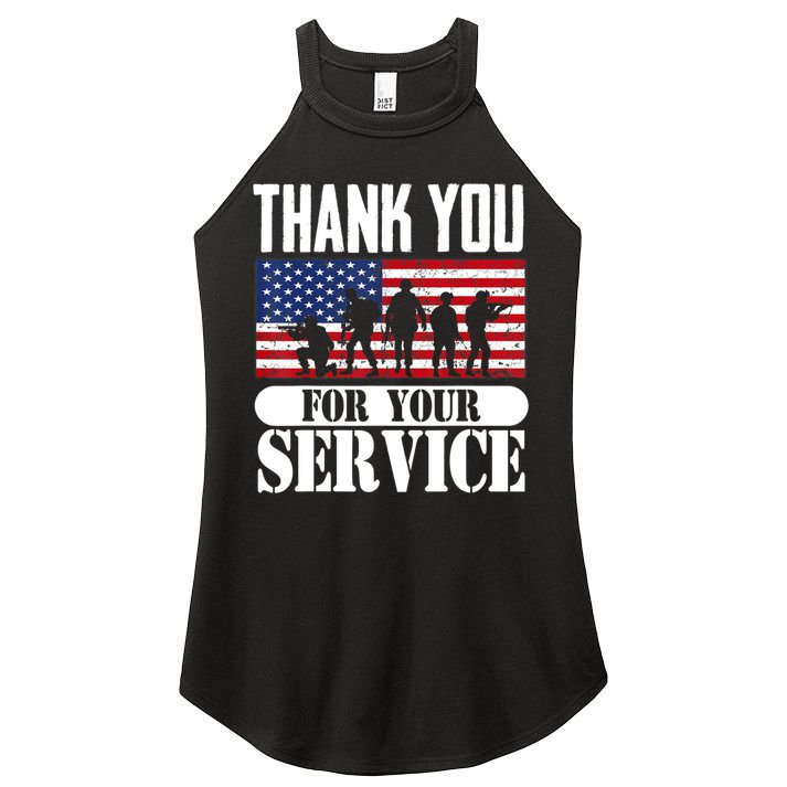 Thank You Veterans American Flag Patriotic Memorial Day Women's Perfect Tri Rocker Tank